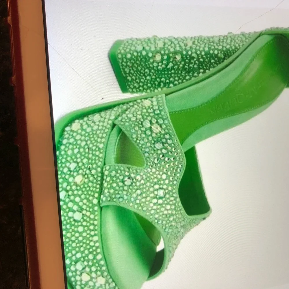 Alexander McQueen Crystal Platform sandals 135mm ! Stunning jade green !! - Picture 6 of 11